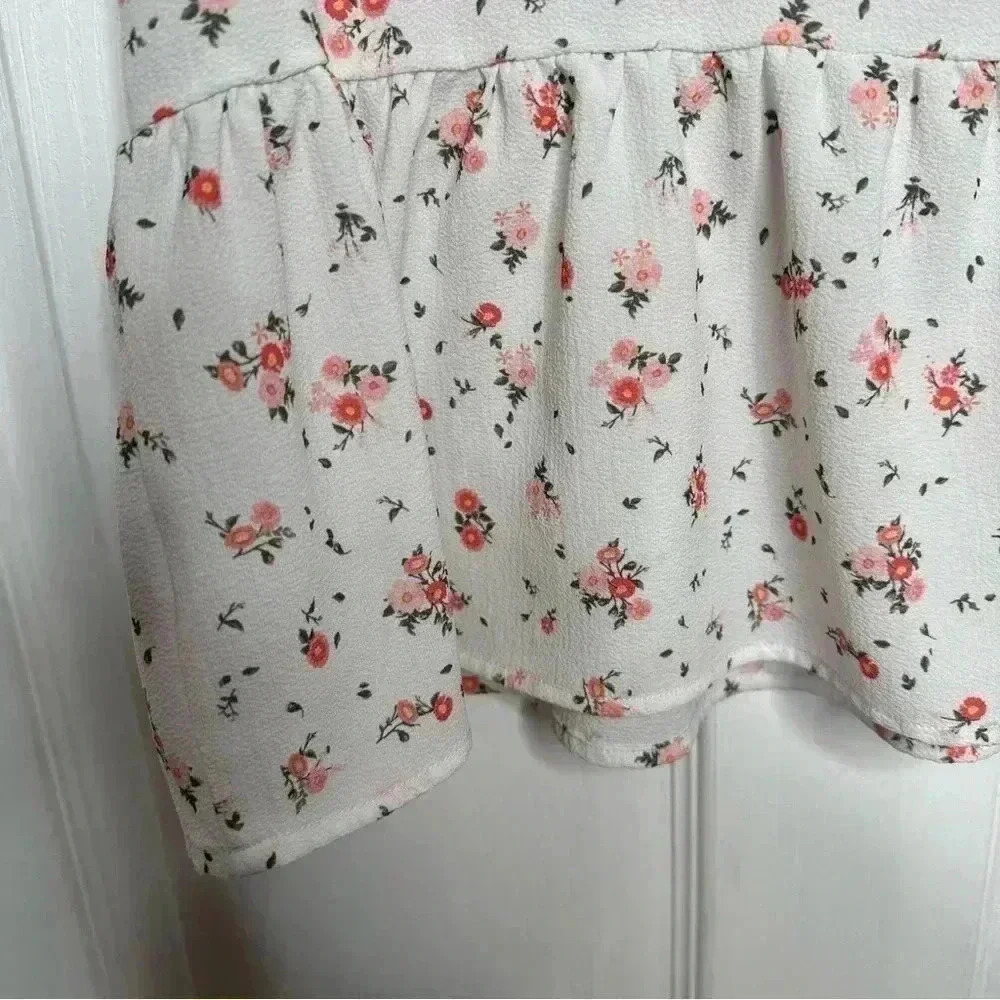 Ardene  Peplum Top White/Pink/Red Floral Size Large - Picture 14 of 16